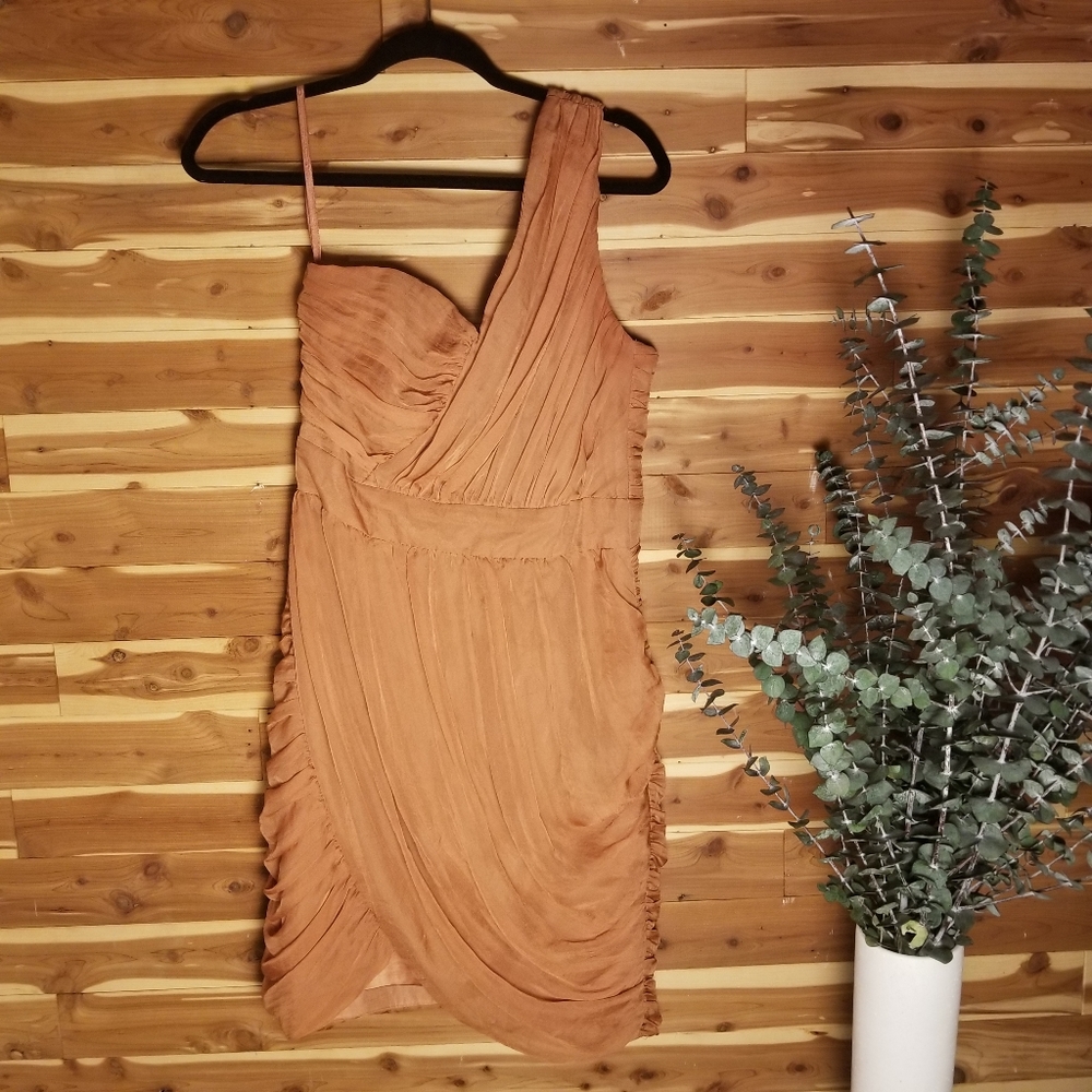 H&M Orange Draped one shoulder dress